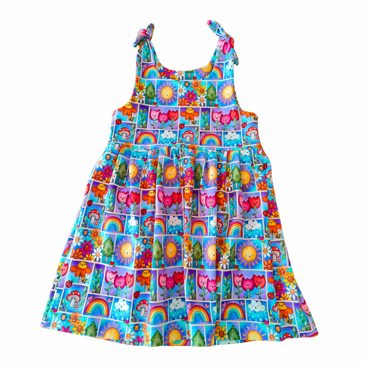 Tie-top dungaree dress